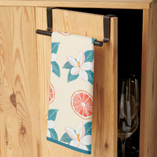 Sommarblommig Grapefrukt – Kustnära Citrusdesign Kökshandduk