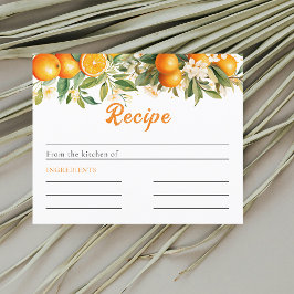 Sommarblommig Orange Bröllopsdusch Receptkort