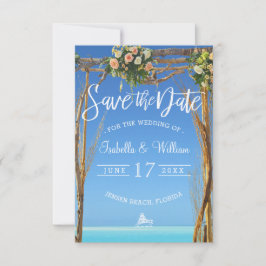 Sommarblommig strandbrölloppsport Save the Date Inbjudningar