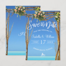 Sommarblommig strandbrölloppsport Save the Date Inbjudningar