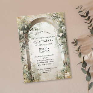 Sommarblommig valv Förtrollad trädgård Quinceañera Inbjudningar