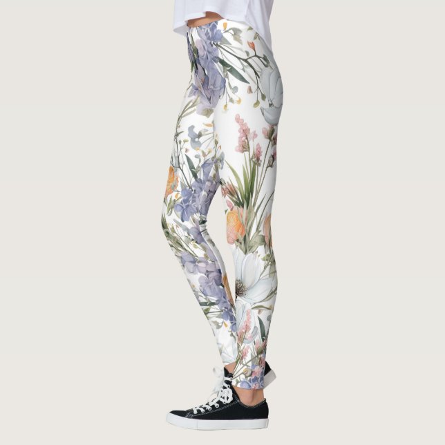 Sommarblommigt för botaniska pastellarter i färg leggings (Vänster)