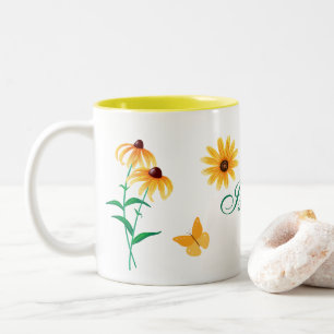 SommarBlommigten Black-Eyed Susan Gult Flower Två-Tonad Mugg