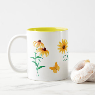 SommarBlommigten Black-Eyed Susan Gult Flower Två-Tonad Mugg