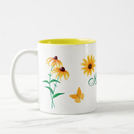 SommarBlommigten Black-Eyed Susan Gult Flower Två-Tonad Mugg