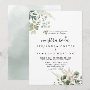 SommarBlommigtens Grönt Foliage Nuestra Boda Bröll Inbjudningar
