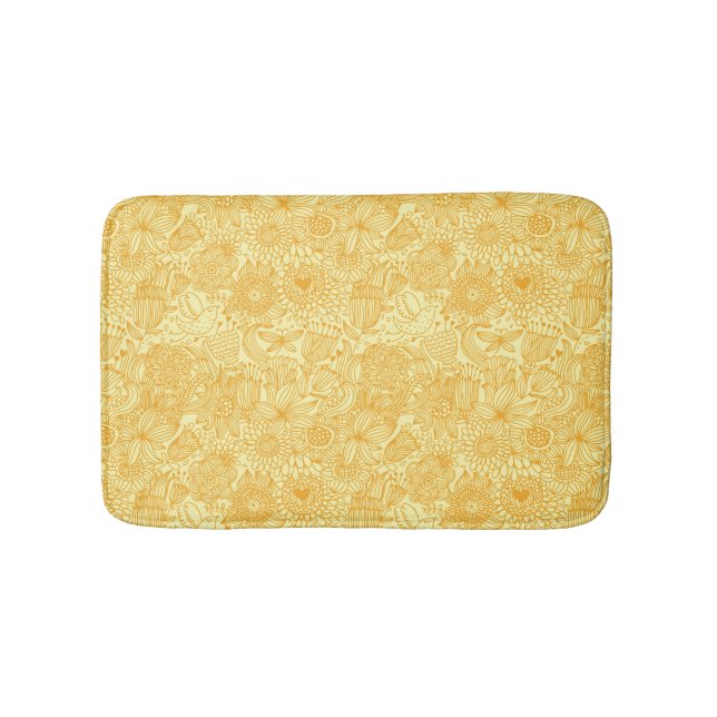 Sommarblommönster i varma färger badrumsmatta (Framsidan)