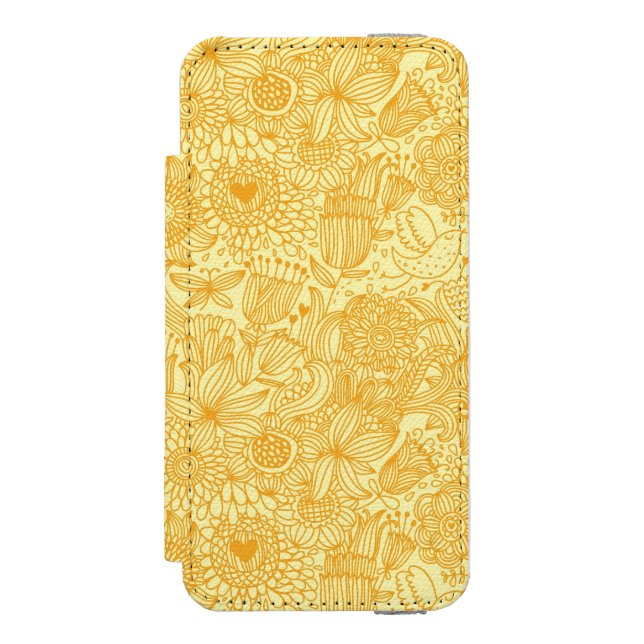 Sommarblommönster i varma färger incipio iPhone wallet skal (Folio Framsidan)