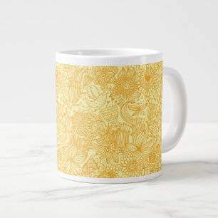 Sommarblommönster i varma färger jumbo mugg