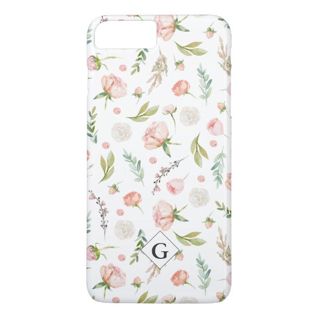  sommarBlommönster | Monogram Case-Mate iPhone Skal (Baksida)