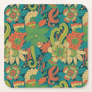 Sommarblommönster Underlägg Papper Kvadrat