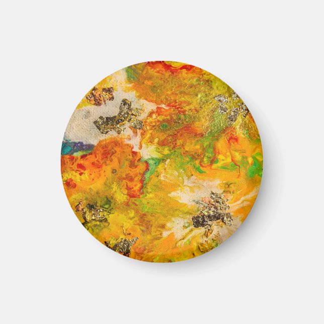 Sommarblommor abstrakt Orange Guld Gult Magnet (Framsidan)