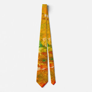 Sommarblommor abstrakt Orange Guld Gult Slips