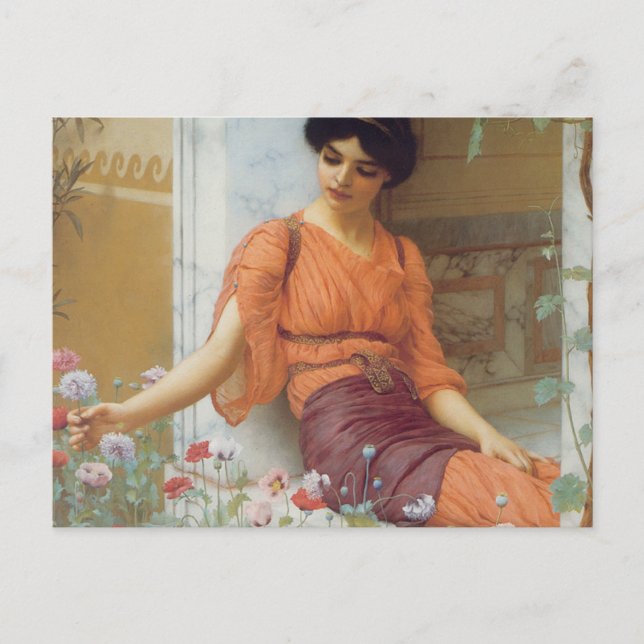 Sommarblommor av John William Godward Vykort (Framsida)
