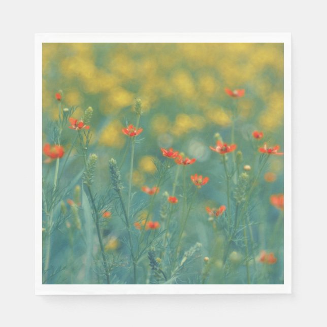 Sommarblommor (Blommigt Fält) (Röda blommor) Pappersservett (Framsidan)