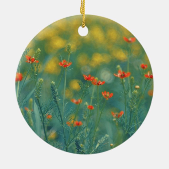 Sommarblommor (blomsterfält) (röda blommor) julgransprydnad keramik (Baksidan)