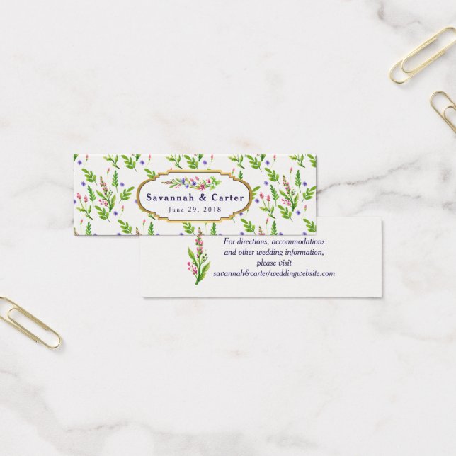 Sommarblommor Bröllopsinformationskort Litet Visitkort (Kontor)