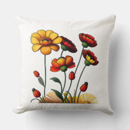 Sommarblommor Cotton Dekorativ kudde