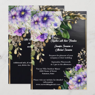 Sommarblommor elegant svart lila inbjudningar