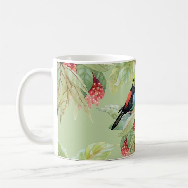 Sommarblommor Fåglar: Tropical Mönster Kaffemugg (Vänster)