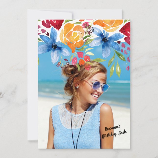 Sommarblommor - fotoinbjudan inbjudningar (Framsida)