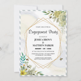 Sommarblommor Golden Ram Förlovning Inbjudningar