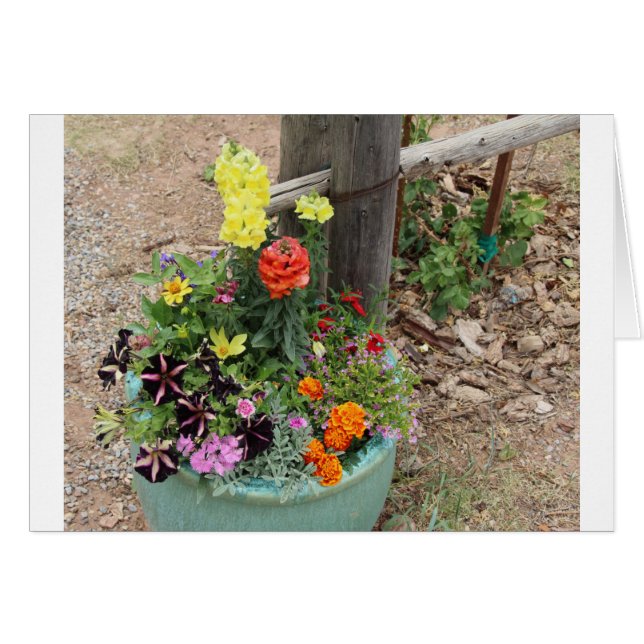 Sommarblommor i turkoskruka hälsningskort (Framsidan Horizontal)