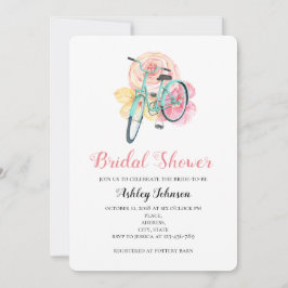 Sommarblommor inbjudningskort för möhippan. Cykel
