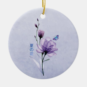 Sommarblommor, japansk konst julgransprydnad keramik