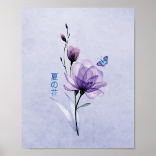 Sommarblommor, japansk konst poster