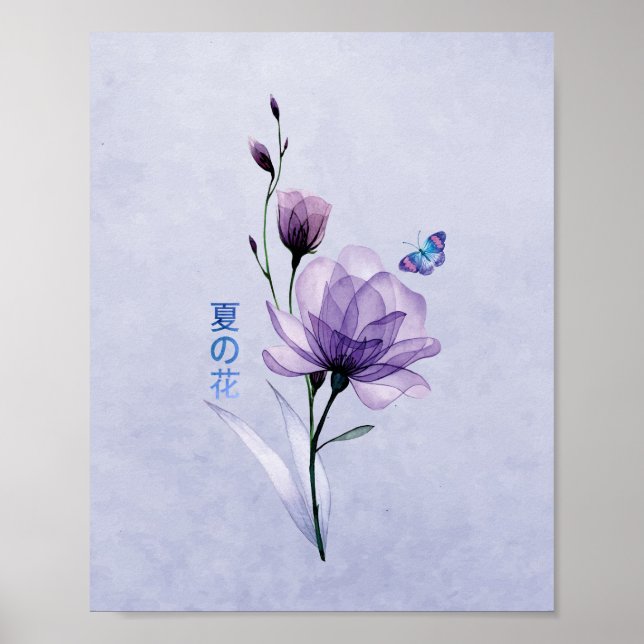 Sommarblommor, japansk konst poster (Framsidan)