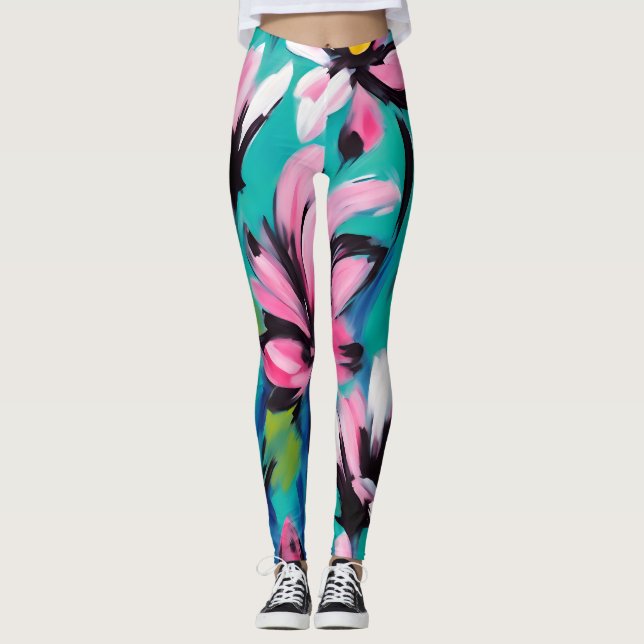 Sommarblommor Leggings (Framsida)