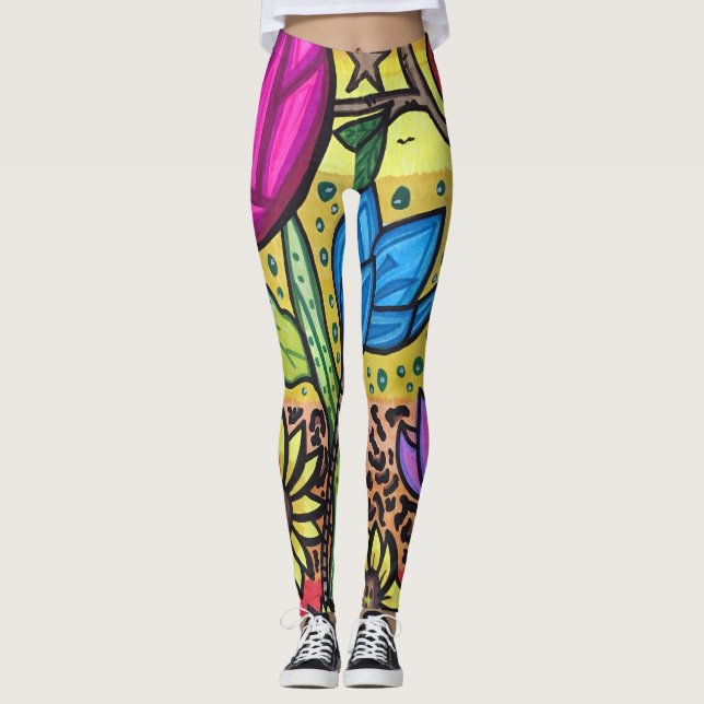Sommarblommor Leggings (Framsida)
