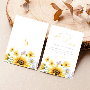 Sommarblommor Monogram Blommigt Gult Bröllop Inbjudningar