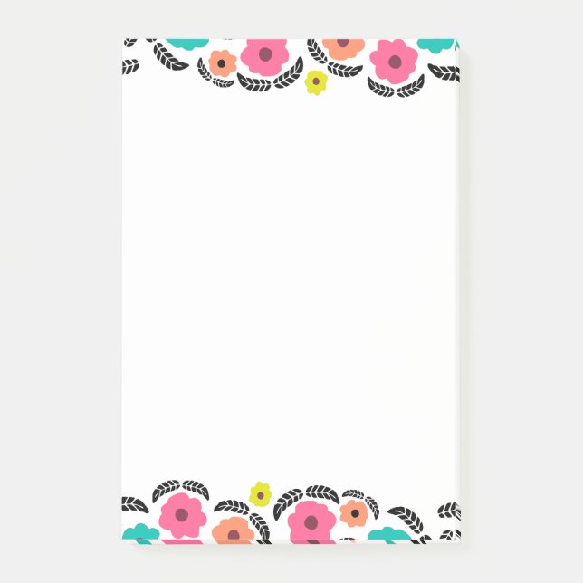 Sommarblommor och Svarta Löv Post-it Block (Framsida)