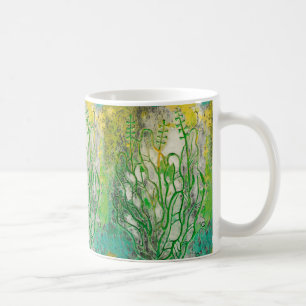 Sommarblommor, örter för blommigt grönt kaffemugg