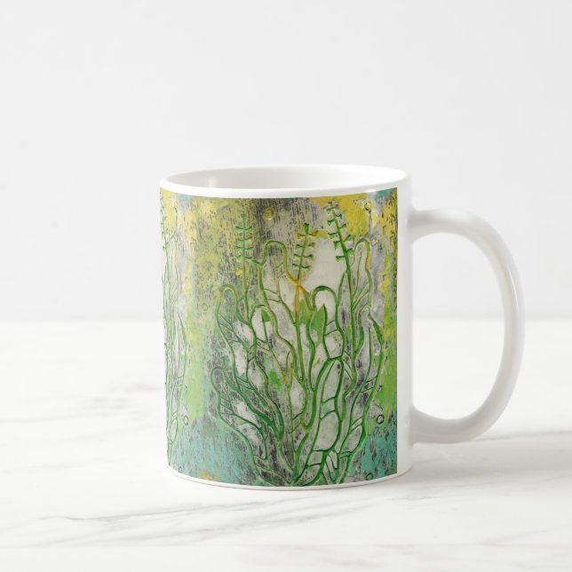 Sommarblommor, örter för blommigt grönt kaffemugg (Höger)