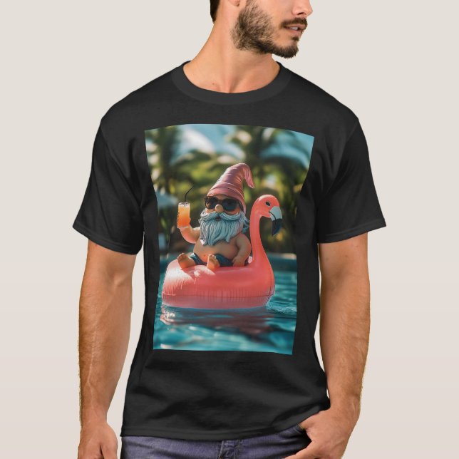 Sommarblommor på Flamingo-Flyt T Shirt (Framsida)