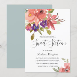 Sommarblommor Peach Sweet 16 Birthday Inbjudan