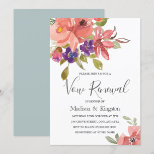 sommarblommor Peach Vow Renewal Inbjudan