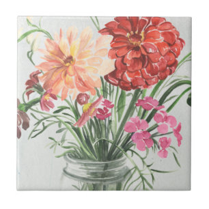Sommarblommor - Pinks och Kakelplatta