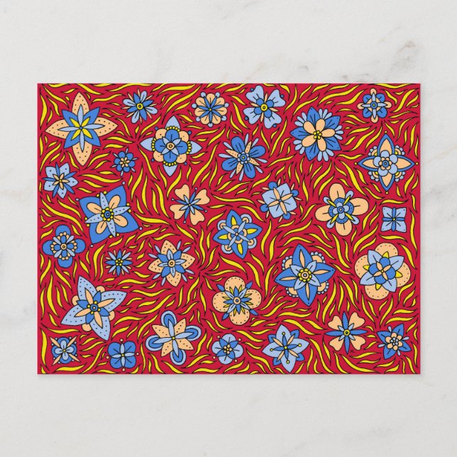 sommarblommor Red Vykort (Framsida)