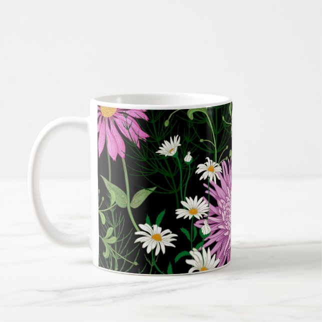 Sommarblommor Sömlös Vild Sketch Kaffemugg (Vänster)