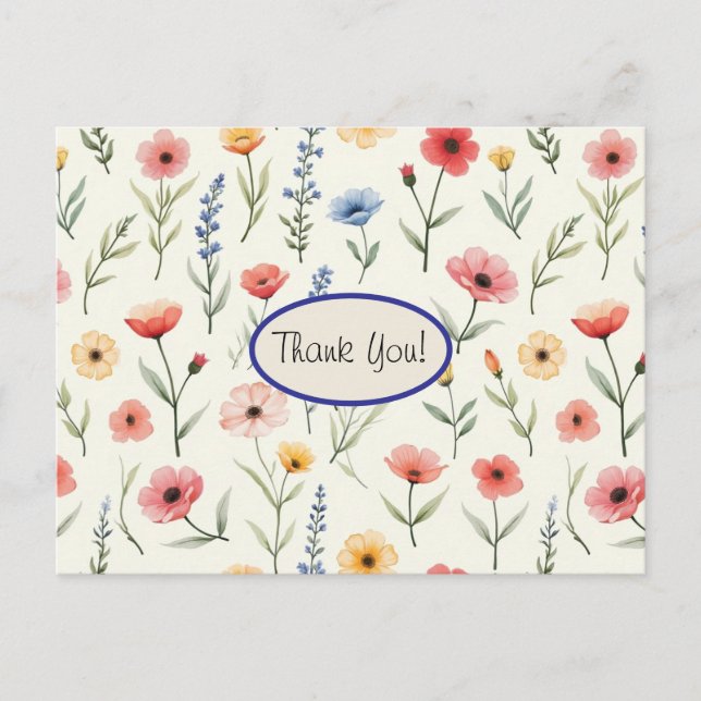 Sommarblommor Tack Vykort (Framsida)