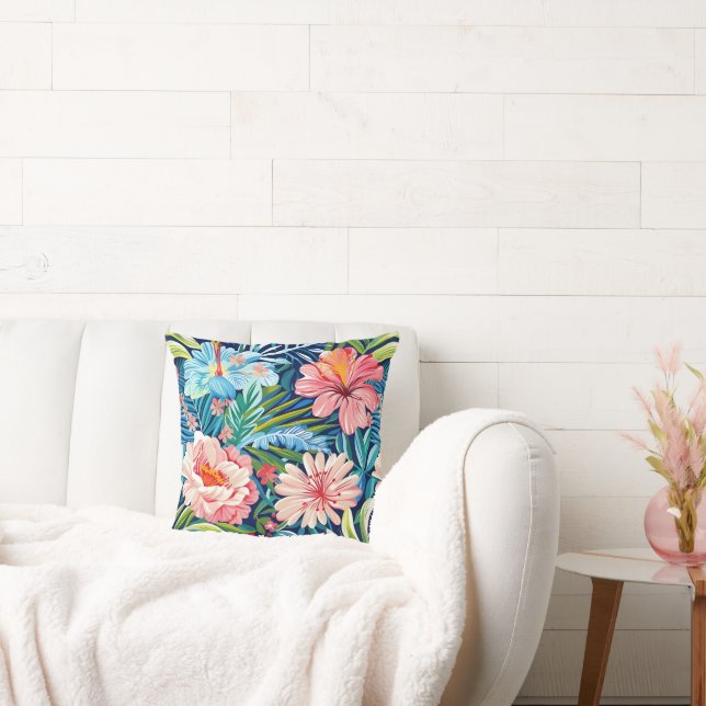 Sommarblommor Tropisk Vacker Blommig Mönster Kudde (Soffa)
