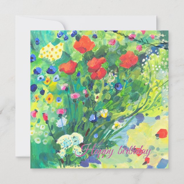 Sommarblommor, vallmo  julkort (Framsida)