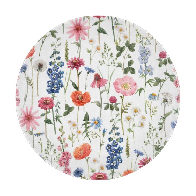 Sommarblommor, vattenfärgade sömlösa mönster. (Framsidan)