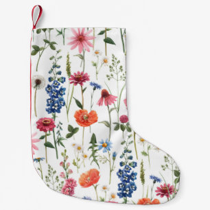 Sommarblommor, vattenfärgade sömlösa mönster. liten julstrumpa