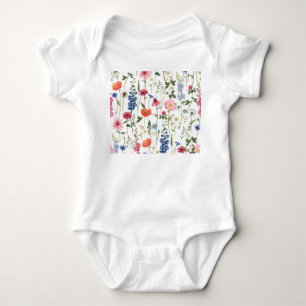 Sommarblommor, vattenfärgade sömlösa mönster. t shirt