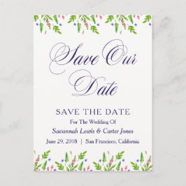 Sommarblommor, vykort Bröllop spara datum